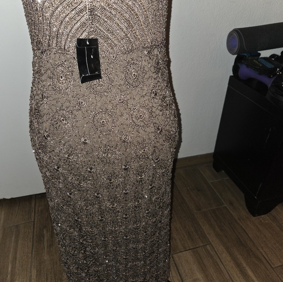 Elegant Brown Lace Dress - Picture 3 of 4